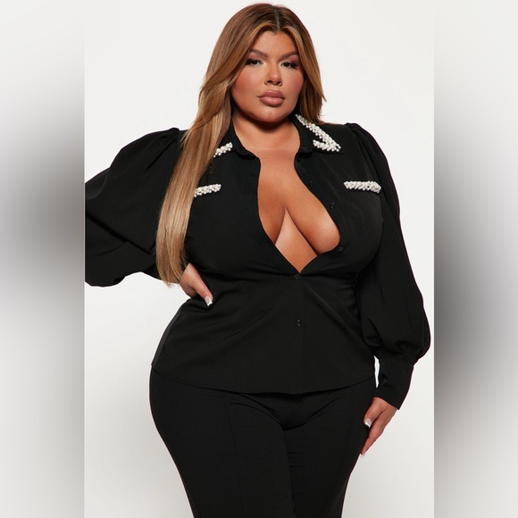 Fashion Nova Pearl Blouse - Picture 2 of 9